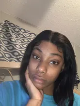 Celie Bob-Peluca de cabello humano liso con encaje frontal, postizo de pelo liso con cierre de 4x4 de densidad 150