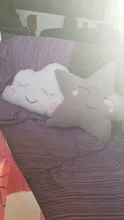 Almohada de felpa con forma de luna, Luna, estrella, nube, rosa, blanca, gris, Decoración para silla de habitación, cojín de asiento