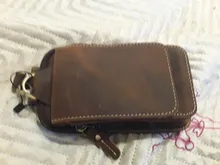 Riñonera de cuero auténtico para hombre, Bolso pequeño de piel de vaca, a la moda, con gancho, riñonera, funda para teléfono de 5,5 , 1609