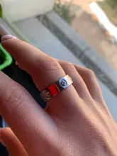 Anillo de compromiso de acero inoxidable y oro rosa para mujer, sortija de compromiso con cristales giratorios brillantes de lujo