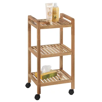 

Walnut wood Wenko wheel cart in natural color 35x72x31 cm