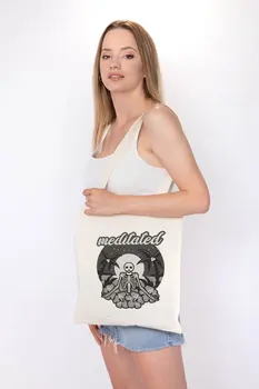 

Angemiel Bag Meditated, Meditation Skeleton Shopping Beach Tote Bag