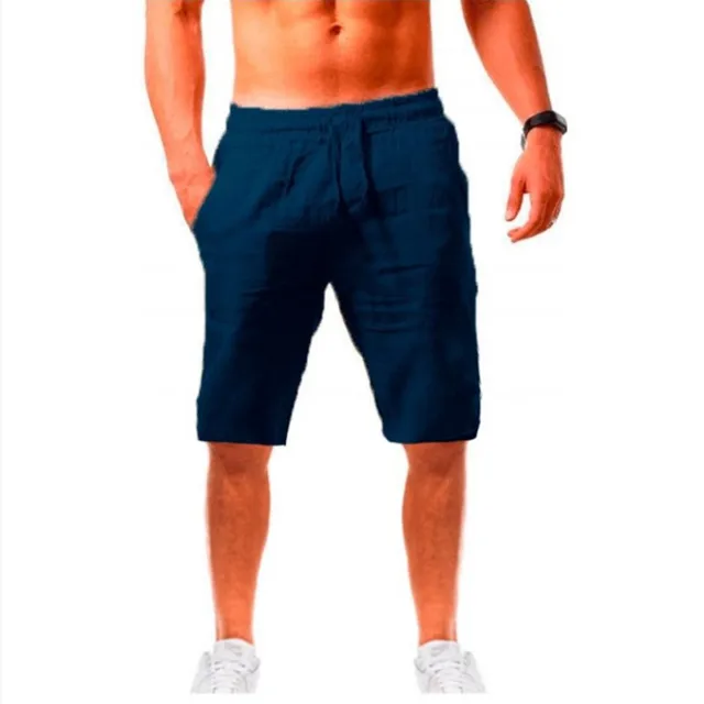 Spring Summer Casual pockets Trousers Shorts Buttons short men Bodybuilding Men's shorts Cotton Linen running shorts Bermudas Picture color