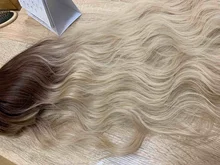 OneNonly-Peluca de cabello sintético largo degradado para mujer, pelo Natural resistente al calor, ondulado y suelto con flequillo, color marrón y Rubio, para Cosplay