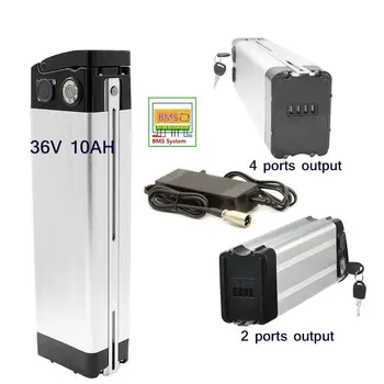 

36V 10Ah SilverFish Lithium Battery 250W 350W 18650 Cells Pack Bicycle Lithium Battery Interface 2/4pc optional with charger