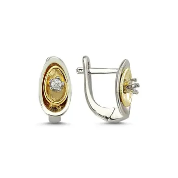 

Angemiel 925 Silver Zircon Stone Double Color Earrings