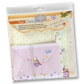

11403 blanks for postcards with bird envelopes, 8 blanks and 8 envelopes, Folia