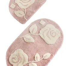 Коврики для ванной нескользящие Противоскользящие коврики Нескользящие противоскользящие розовые 2'Li набор 60X100 см-50X60 см