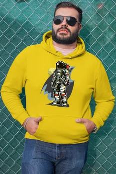 

Angemiel Wear Vicinity Astronot Yellow Men 'S Hooded Sweatshirt