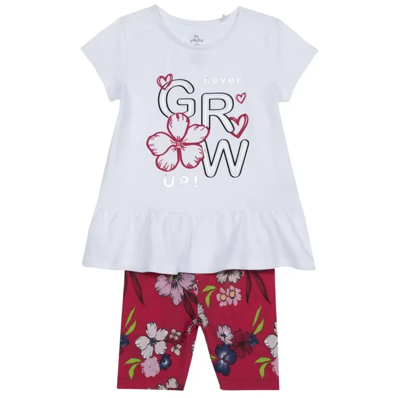 T-shirt and shorts set Chicco size 098 print flowers grow (white-red) | Мать и ребенок