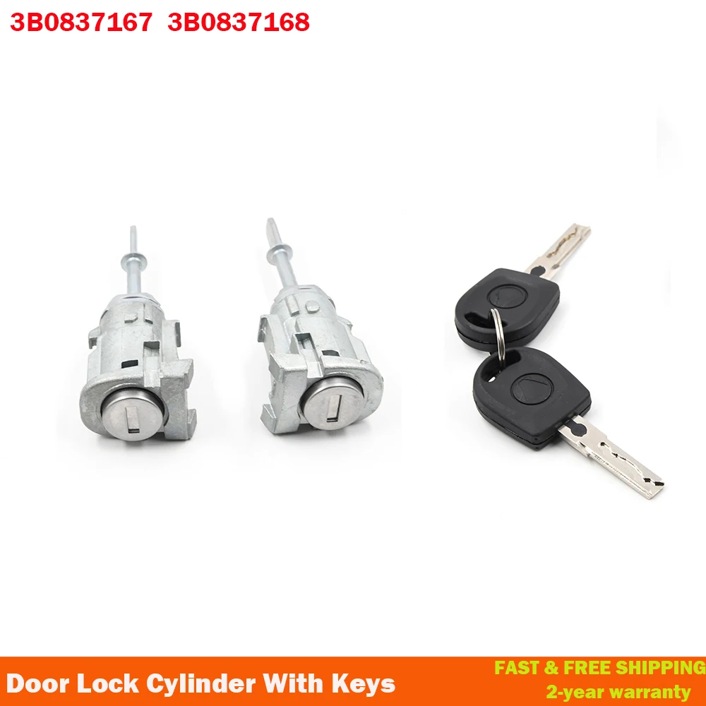 

3B0837167 3B0837168 For VW Passat B5 3B 1996-2005 Seat Toledo Leon Arosa Lupo Left Right Door Lock Barrel Cylinder With 2Keys