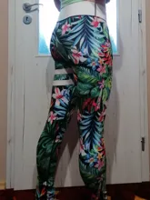 Qickitout 12% Spandex alta cintura Digital mallas impresas para ejercicio de deporte con polainas de las mujeres