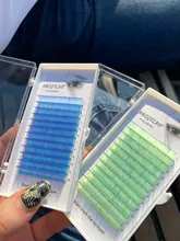 HBZGTLAD-pestañas postizas de colores individuales, pestañas postizas con degradado de agua púrpura + azul verde, 8-15mm, novedad