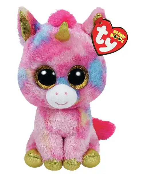 Ty Beanie плюшевые куклы животных Единорог Сова Жираф мягкие игрушки пингвин летучая мышь кошка Boos собака 15 см - Цвет: Pink Unicorn
