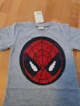 Ropa de verano para bebés, camisetas para niños y niñas, 1 Uds., gráfica con lentejuelas mágicas, Reversible, de algodón, informal, a la moda