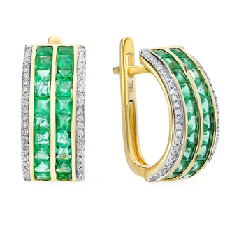 

Gold earrings with emeralds and diamonds sunlight sample 585