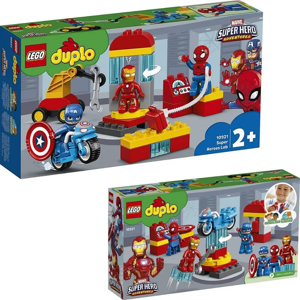 LEGO Duplo, laboratorio de Superheroes 10921, Lego Spiderman, Capitán América, Lego Iron Man, Lego Marvel, juguetes niños 2 años|Bloques| - AliExpress