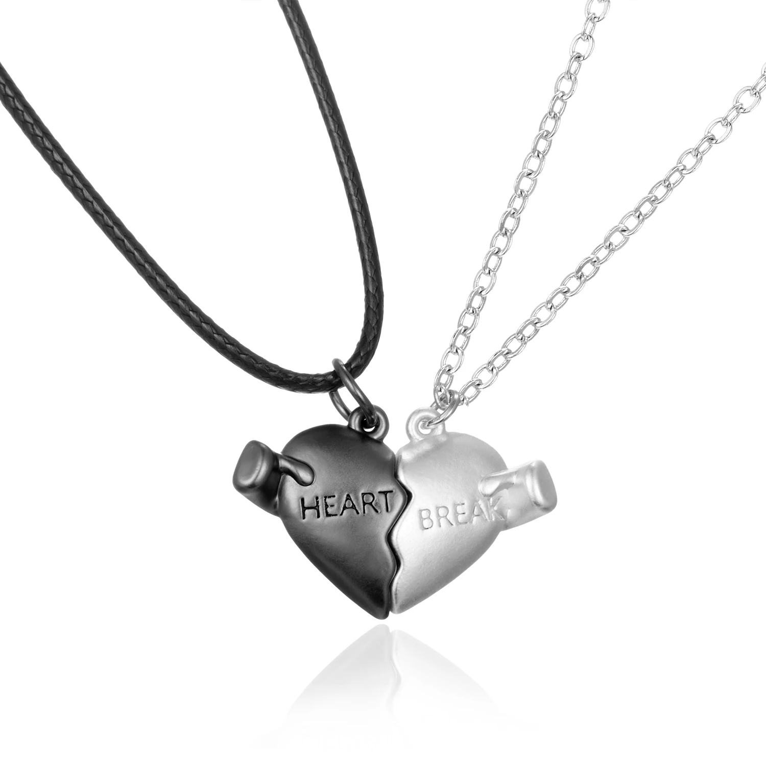 2 Necklace Heart Pendant Long Charm 