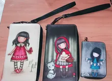 Tarjetero con estampado de dibujos animados para niñas, cartera de tarjetas con cremallera, funda duradera de cuero PU para tarjetas de crédito, tarjetero de identificación de personajes bonitos