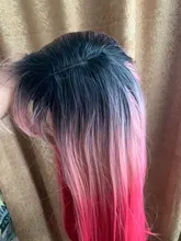 LOUIS FERRE negro Rosa rojo pelucas Cosplay largo recto Ombre peluca sintética con flequillo negro las mujeres Afro resistente al calor de fibra