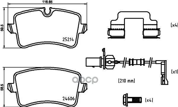 Колодки Тормозные Audi A6 11-/A7 10- Задние С Датч. Brembo P85150 Brembo арт. P85150
