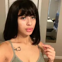 Peluca de Bob corto recta de máquina completa con flequillo negro Natural brasileño Remy pelucas de cabello humano 150% densidad media Ratio Bob peluca