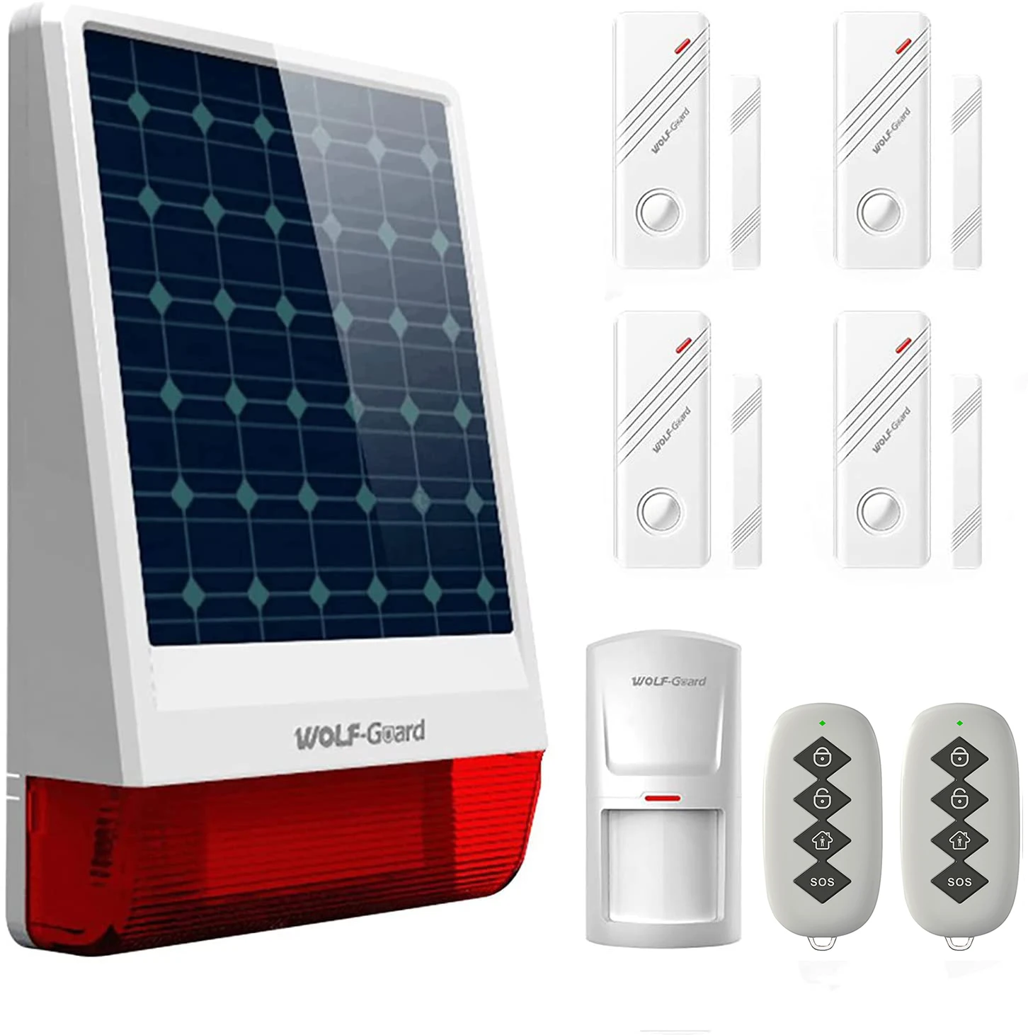 Wolf-Guard Wireless Outdoor Weather-Proof GSM SMS Solar Siren House Security Alarm Burglar System PIR Motion Door Sensor | Безопасность