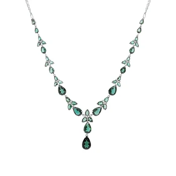 

Silver necklace with cubic zirconia and tourmaline imitation sunlight sample 925