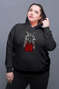 

Angemiel Wear Tattooed Raccoon Black Women Hooded Sweatshirt