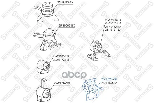 25-19215-Sx_подушка Двигателя Левая!Toyota Caldina At190/St190 92-96 Stellox 2519215sx Stellox арт. 2519215SX