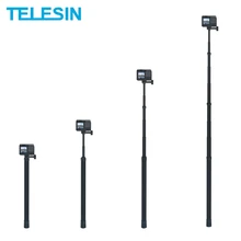 TELESIN-Palo de Selfie de fibra de carbono, monopié de longitud ajustable para GoPro 10, 9, 8, 7, Osmo Insta360 Action, accesorio de cámara, 3M/2,7 M