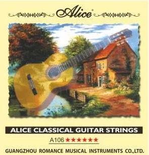 

A106-h string kit for classical guitar, nylon, silver plated copper [20] Alice