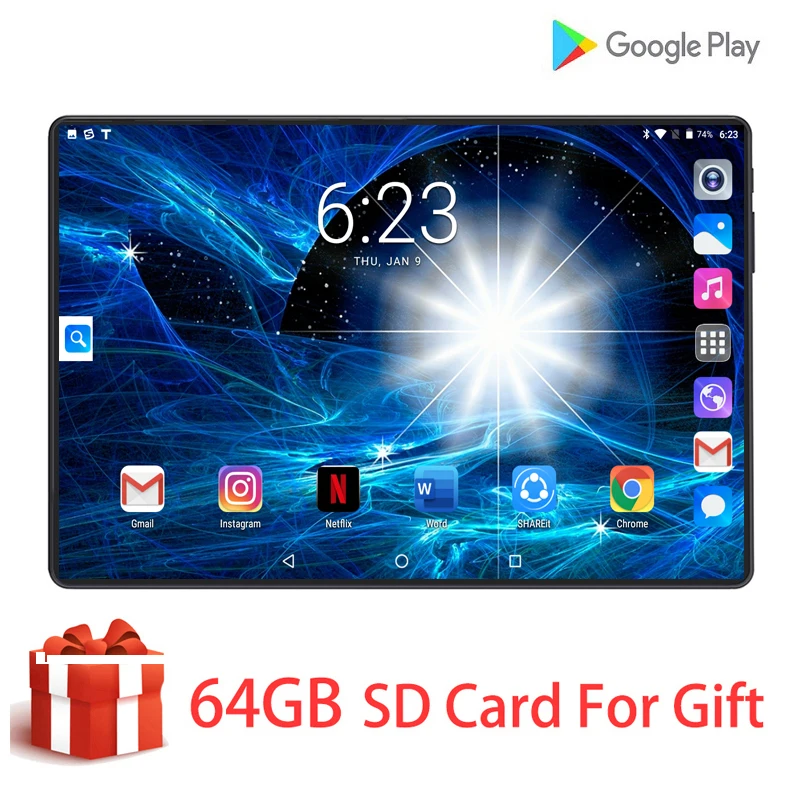 

Tablet 10 Inch 4G LTE Phone Call Dual SIM Card Android 9.0 Tablets Pc 6GB/128GB Tab 8/Octa Core HD 1280*800 IPS Screen Tablet 10