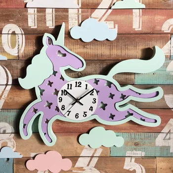 

Children's wall clock big unicorn, purple-turquoise