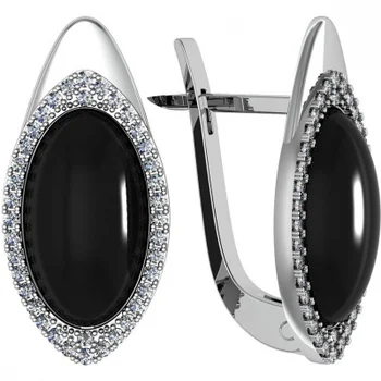 

Volga jeweler earrings with cubic zirconia and agate from silver