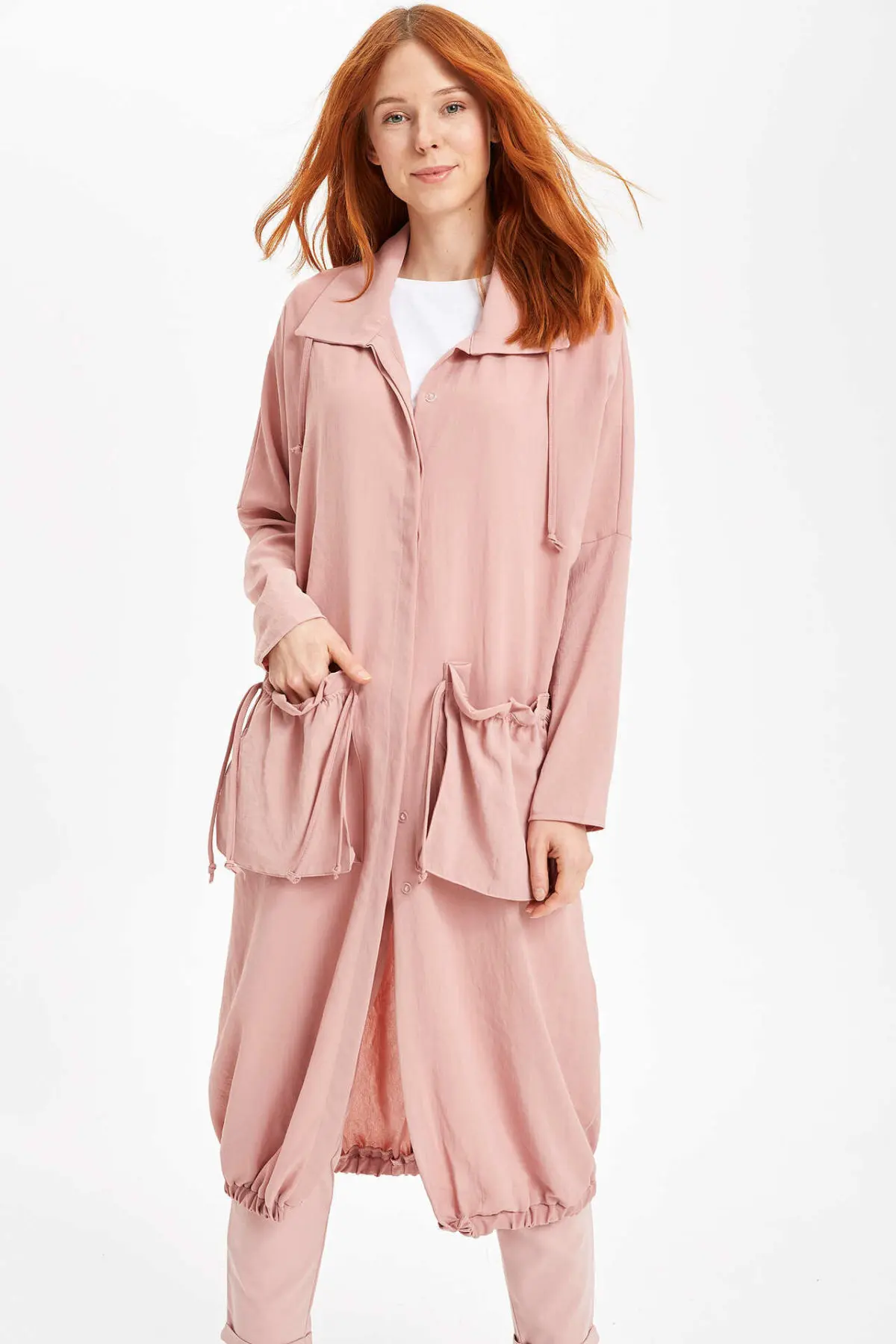 DeFacto Fashion Woman Lapel Casual Coat Ladies Pure Color Long Tops Female Pockets Comfort Clothes - L0912AZ19SP DeFacto Fashion Woman Lapel Casual Coat Ladies Pure Color Long Tops Female Pockets Comfort Clothes - L0912AZ19SP