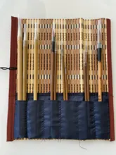 10 Uds bambú chino caligrafía cepillos con pluma conjunto de cortina escribir cepillo herramienta de tinta de caligrafía arte pintura suministrar