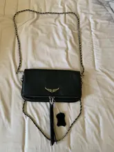 Alas decoradas bolso de un solo hombro de mujer casual moda desenfadada dos cadenas Bolsa Bandolera bolsos de cuero