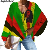 Doginthehole Woman Tops Causal Raggae Jamaica Flag Printing Fashion Clothes Woman Loose Ladies Clothing Top mujer 2020 Autumn 1