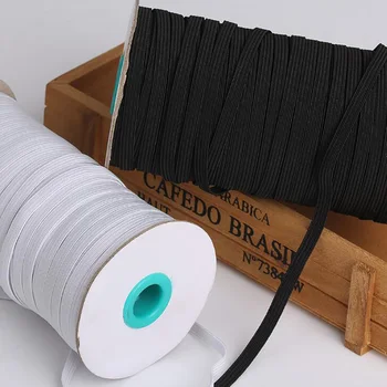 

New White Black Elastic Bands 100-Yards Length 6mm Width Polyester Fibre Elastic Cord For Mouth Mask Accessories