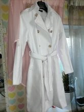 Trench-Coat Female Vintage White Winter Women Double-Breasted Long Solid Slim for Sashes
