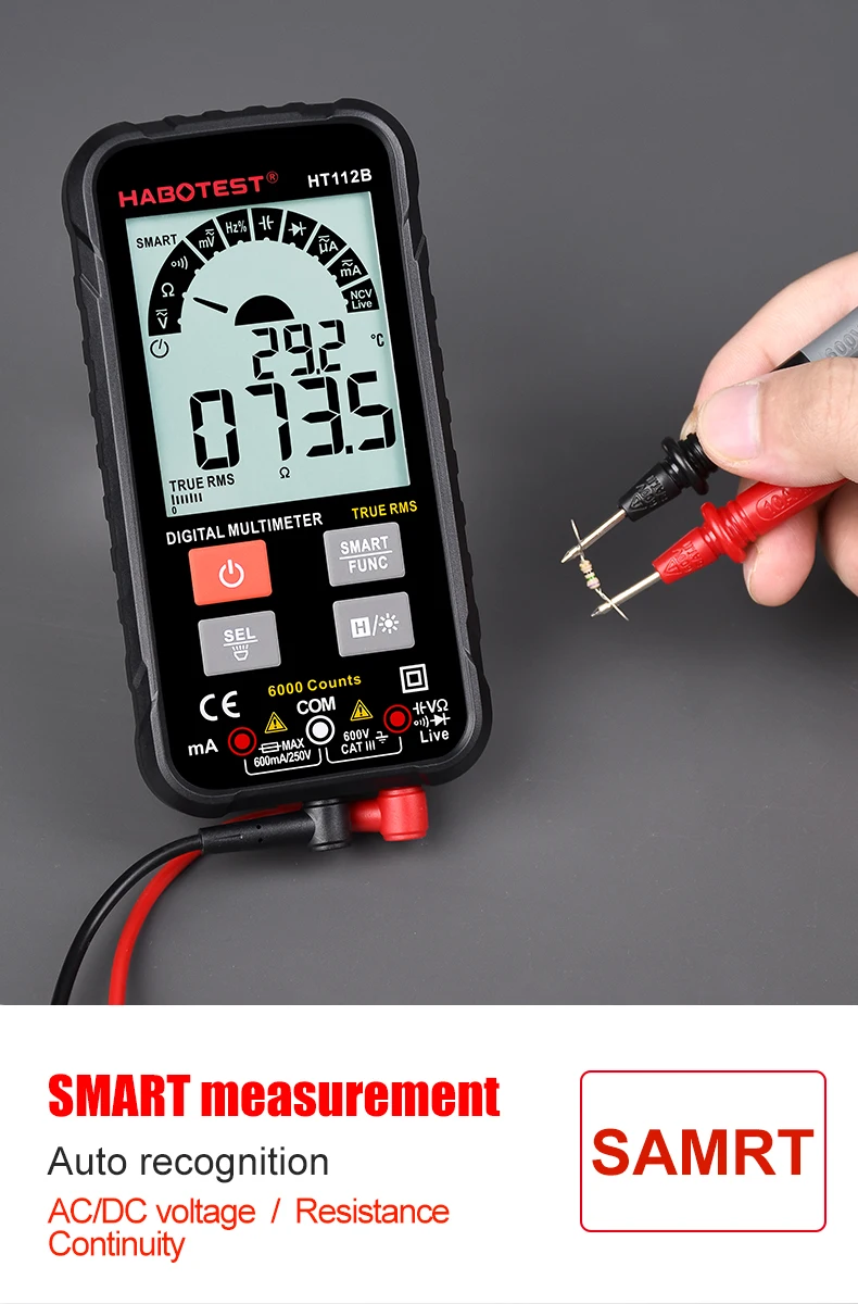 Digital Multimeter Professional Smart Multimeter AC DC Voltage Current TRMS Capacitance HZ REL OHM MultiTester DMM Meter personalised tape measure