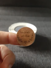 Pegatinas de papel Kraft Natural hechas a mano para embalaje, sello de Gracias pegatina, papelería, 500 Uds.