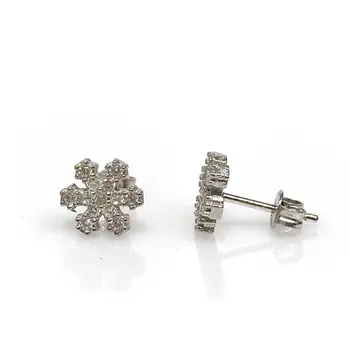

Tiny Snowflake Studded Silver Earrings