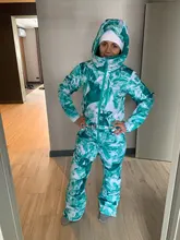 Snowboard Suit Overalls Skiing-Clothes One-Piece Winter Women Hooded Waterproof Warm