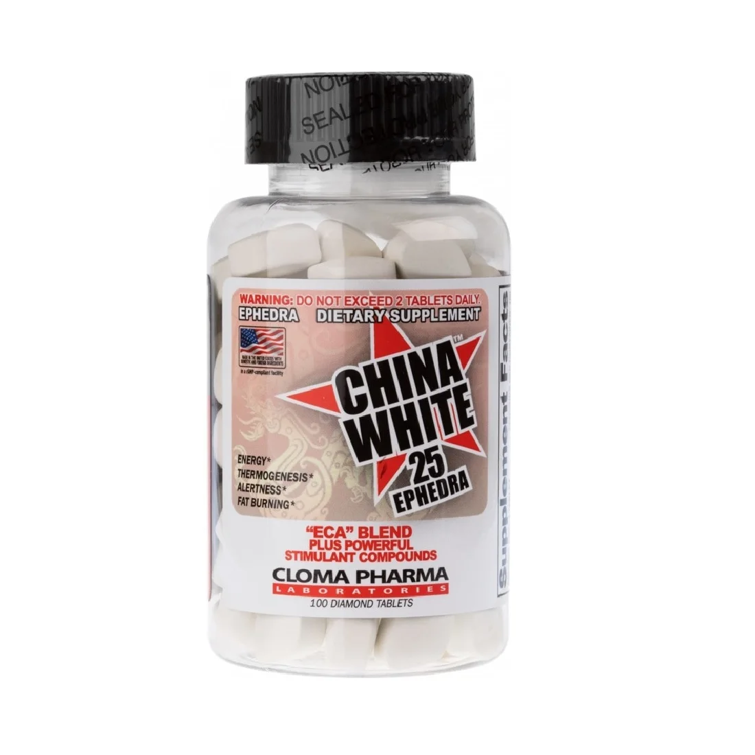 Fat Burner China White Eph 25 (eca) 100 Cloma Pharma Capsules (slimming
