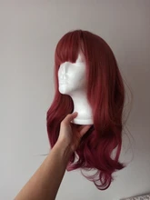 Synthetic Wigs Black Alan Eaton Women Bangs Red-Wig-Long Heat-Resistant Wavy Brown Ombre