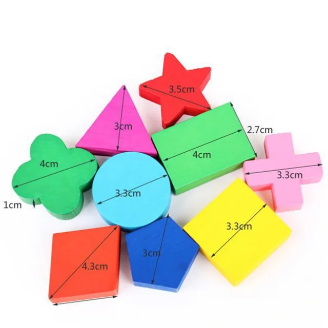 Wooden Educational Toy, Children Geometric Shape Block Building Puzzle Cognitive Matching Early Learning Tool Set Wooden Toy 6