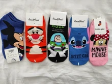 Calcetines de algodón transpirables de dibujos animados para mujer y niña, de Minnie, Mickey Mouse, a la moda, tobilleros, 1 par