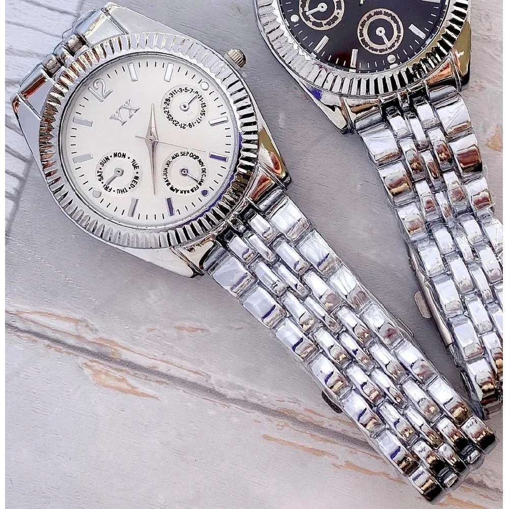 Wrist Watch YX men's analog calendar elegant SILVER white dial|Mechanical  Watches| - AliExpress